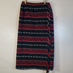❤️ Roo Crossing Vintage Wool Blend Southwestern Fringe Wrap Pencil Skirt